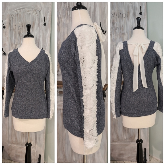 A'Reve ruffled sleeve sweater - Picture 1 of 10